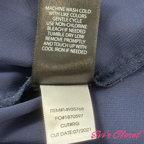 Torrid Navy Silver Pink Chiffon Plus Sz 3/ 22 Cold Shoulder Short Sleeve Top - Picture 15 of 16